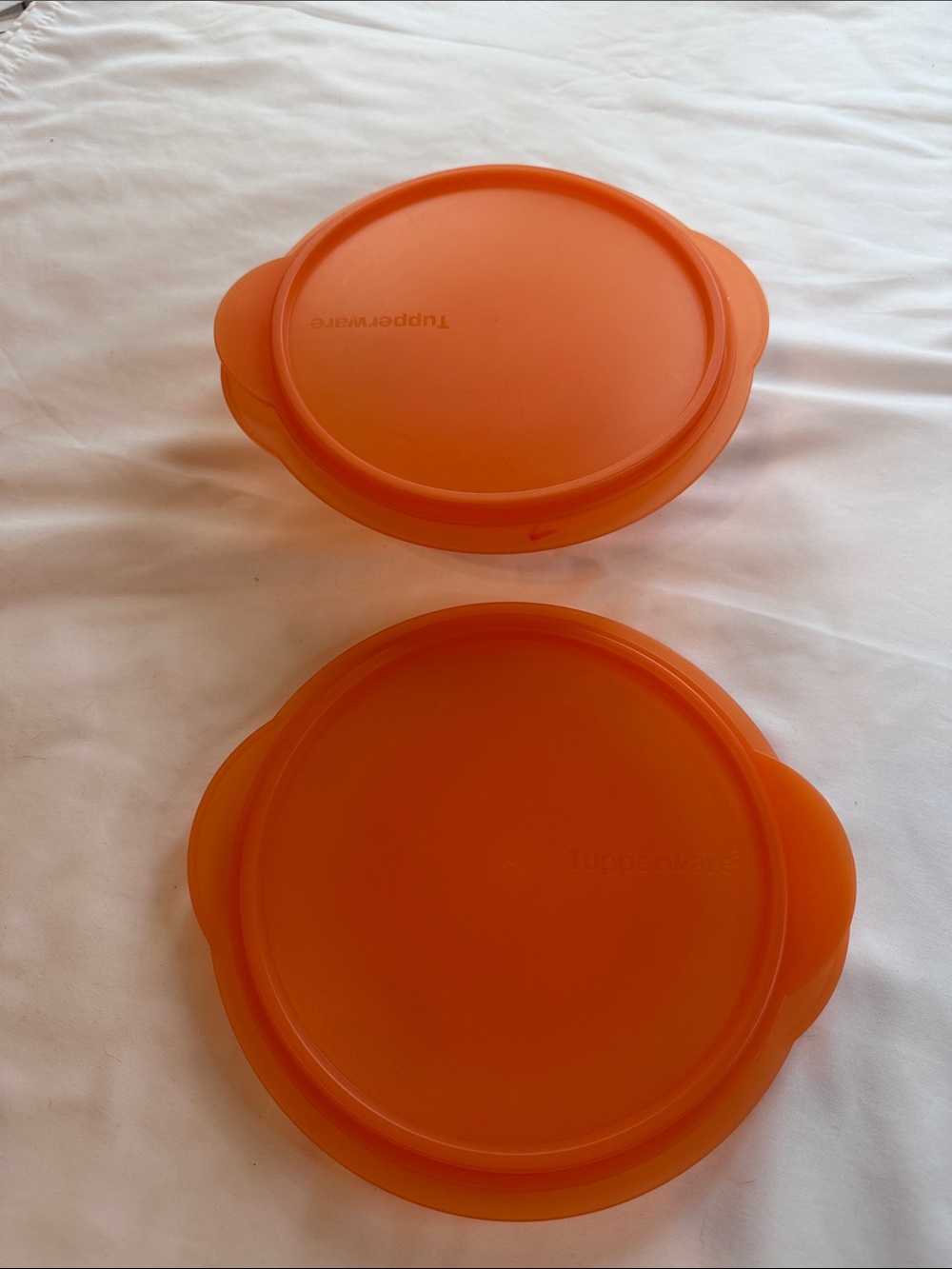 Orange Tupperware flat out bowls  set of 2